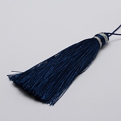 Bleu Marine Nylon pompon grandes décorations pendantes, bleu marine, 95x10.5mm