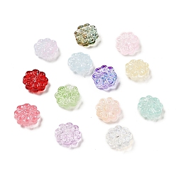 Couleur Mélangete Pulvériser perles de verre transparentes peintes, tournesol, couleur mixte, 14x14.5x6.5mm, Trou: 1.2mm
