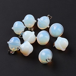 Opalite Opalite Pendants, Planet Charms, with Platinum Plated Alloy Snap on Bails, 19.5~21.5x18~18.5mm, Hole: 5.5x3.3mm