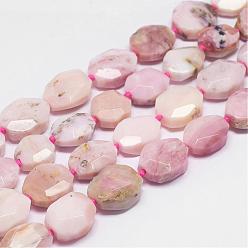Pink Opal Natural Pink Opal Beads Strands, Faceted, Oval, 13~15x15~21x7~8mm, Hole: 1mm, about 19~22pcs/strand, 15.7 inch