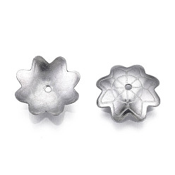 Stainless Steel Color 304 Stainless Steel Bead Caps, Multi-Petal, Flower, Stainless Steel Color, 10.5x10x2mm, Hole: 0.9mm