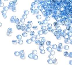 Sky Blue Cubic Zirconia Cabochons, Faceted Diamond, Sky Blue, 1.5x1mm