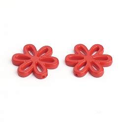 Red Opaque Acrylic Beads, Flower, Red, 31x28x4.5mm, Hole: 1.5mm, about 239pcs/500g