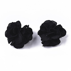 Black Polyester Fabric Flowers, for DIY Headbands Flower Accessories Wedding Hair Accessories for Girls Women, Black, 34mm