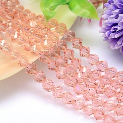 Pink Imitación poliedro facetas hebras de perlas de cristal austriaco, aaa grado, rosa, 10 mm, agujero: 0.9~1 mm, sobre 40 unidades / cadena, 15.7 pulgada