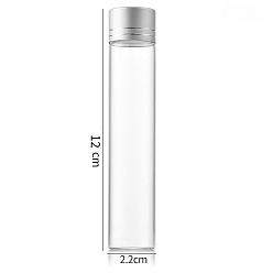 Plata Botellas de vidrio transparente contenedores de cuentas, tubos de almacenamiento de cuentas con tapa de rosca y tapa de aluminio, columna, plata, 2.2x12 cm, capacidad: 30 ml (1.01 fl. oz)