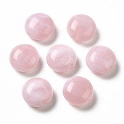 Pink Perles acryliques transparentes, deux tons, plat rond, rose, 15.5x8mm, Trou: 1.5mm, environ: 390 pcs / 500 g