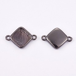 Bronze Connecteurs supports pour cabochons en laiton, plaqué longue durée, losange, gris anthracite, plateau: 10x10 mm, 12x17x2.5 mm, Trou: 1.4mm