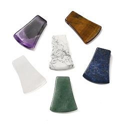 Pierre Mélangete Pendentifs pierres précieuses naturelles mixtes, charmes de ventilateur, mélangé teint et non teint, 40x28~30x7.5~10mm, Trou: 3~3.5mm