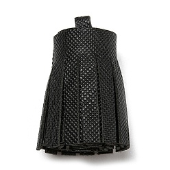 Black Imitation Leather Tassel Pendant Decorations, Black, 36x20~25mm, Hole: 6x5.4mm