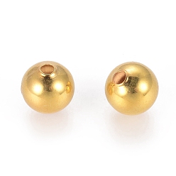 Doré  Perles en laiton, perles rondes sans soudure, or, taille: environ 8mm de diamètre, Trou: 2mm