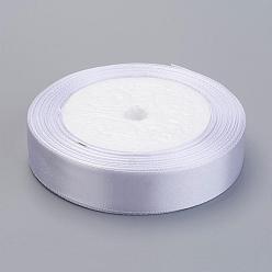 Blanc Ruban de satin à face unique, Ruban polyester, blanc, environ 1/2 pouce (12 mm) de large, 25 yards / rouleau (22.86m / roll), 250yards / groupe (228.6m / groupe), 10 rouleaux / groupe