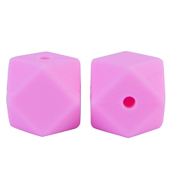 Perlas de Color Rosa Cuentas octágono de silicona de calidad alimentaria, masticar cuentas para mordedores, diy collares de enfermería haciendo, rosa perla, 17 mm