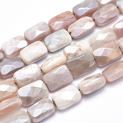 Sunstone Electroplate Natural Sunstone Beads Strands, Faceted, Rectangle, 12x8x5mm, Hole: 1.5mm, about 33pcs/strand, 15.7 inch