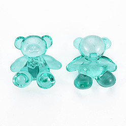 Turquoise Perles acryliques transparentes, ours, turquoise, 26.5x24.5x15mm, Trou: 3mm, environ135 pcs / 500 g