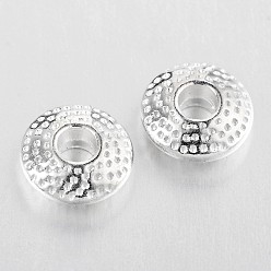 Argent Alliage de perles d'entretoise de style tibétain, sans plomb & sans nickel & sans cadmium , plat rond, couleur argent plaqué, 8x3mm, trou: 2.5 mm.