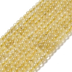 Rutilated Quartz Natural Rutilated Quartz Beads Strands, Grade A, Round, 5mm, Hole: 0.7mm, about 91pcs/strand, 15.55''(39.5cm)