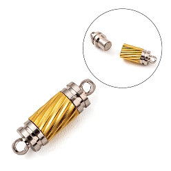 Platinum Brass Magnetic Clasps with Loops, Column, Platinum, 18x5mm, Hole: 1.8mm