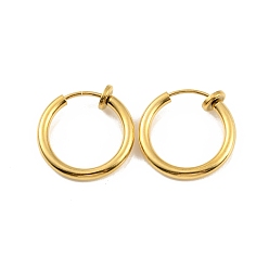 Real 18K Gold Plated Ion Plating(IP) 304 Stainless Steel Clip-on Earrings, For Non-pierced Ears, Real 18K Gold Plated, 16x2mm