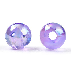 Сине-фиолетовый Прозрачные акриловые бусины, аб цвета покрытием, круглые, синий фиолетовый, 6 мм, отверстие : 1.8 мм, Около 4800 шт / 500 г