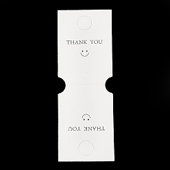 Белый Складные бумажные карточки для демонстрации ювелирных изделий с отверстием для подвешивания, Карточки с ожерельями и браслетами, прямоугольник с принтом улыбающегося лица, белые, готовая продукция: 70x50x1 мм, 14x5x0.05 см, отверстие : 13.5 мм