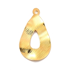 Golden Rack Plating Brass Pendants, Long-Lasting Plated, Teardrop Charm, Golden, 26x14.5x1mm, Hole: 1.2mm