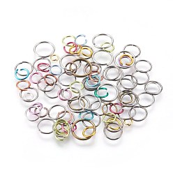 Mixed Color Aluminum and Iron Open Jump Rings, Single Loops, Mixed Color, 18~22 Gauge, 4~10x0.6~1mm