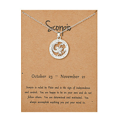 Scorpio Alloy Constellation Pendant Necklaces, Platinum, Scorpio, 17.13 inch(43.5cm)