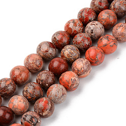 Corail Brins de perles turquoises américaines naturelles, teints et chauffée, ronde, corail, 10mm, Trou: 1mm, Environ 37~38 pcs/chapelet, 15-1/8 pouce (38.5 cm)