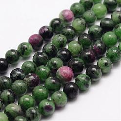 Ruby in Zoisite Natural Ruby in Zoisite Bead Strands, Round, 12mm, Hole: 1mm, about 32pcs/strand, 15.5 inch