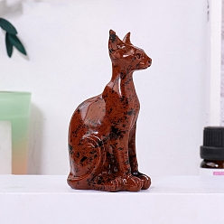 Красный Обсидиан Египетская кошка из натурального красного дерева, обсидиан, украшения, украшение из камня энергии Рейки, 80x45 мм