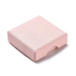 Pink Cajas de sistema de la joyería de cartón, con la esponja en el interior, plaza, rosa, 5.05~5.1x5.1x1.67 cm