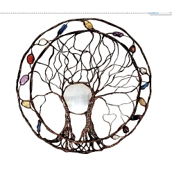 Coffee Iron Tree of Life Pendant Decorations, for Window Hanging Decorations, Coffee, 330x0.8mm