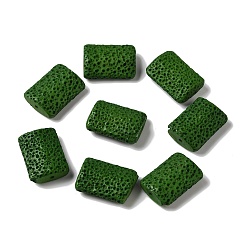 Green Resin Imitation Lava Rock Beads, Rectangle, Green, 28~30x19.5~20.5x7~7.5mm, Hole: 2.8mm