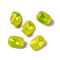 Lt.Col.Topaz Opal Style K9 Glass Rhinestone Cabochons, Pointed Back & Back Plated, Octagon Rectangle, Lt.Col.Topaz, 14x10x5mm