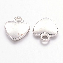 Silver Tibetan Style Alloy Charms, Lead Free and Cadmium Free, Heart, Silver Color Plated, 12mm long, 10mm wide, 2.5mm thick, hole: 2mm