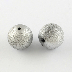 Silver Crapy Exterior Acrylic Beads, Round, Silver, 20mm, Hole: 2mm, about 105pcs/500g