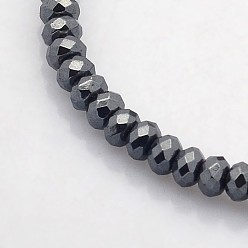 Plaqué Noir Galvanoplastie non magnétiques hématite synthétique brins de perles, facettes rondelle, noir plaqué, 4x3mm, Trou: 1mm, Environ 141 pcs/chapelet, 15.7 pouce