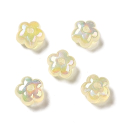 Lemon Chiffon UV Plating Rainbow Iridescent Acrylic Beads, Flower, Lemon Chiffon, 13.7x14x8.5mm, Hole: 2.6mm