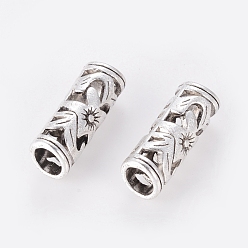 Antique Silver Tibetan Style Hollow Tube Beads, Cadmium Free & Lead Free, Antique Silver, 23x8mm, Hole: 5mm