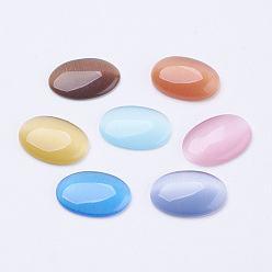 Mixed Color Cat Eye Cabochons, Oval, Mixed Color, 20x15x4mm