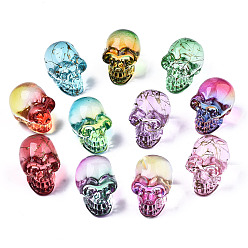 Color mezclado K 9 decoraciones de exhibición de vidrio, cráneo, para halloween, estilo mezclado, color mezclado, 22x18x26 mm