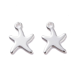 Silver 201 Stainless Steel Charms, Starfish/Sea Stars, Silver, 11.5x9x0.8mm, Hole: 1mm