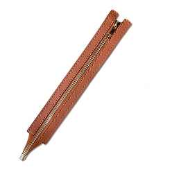 Sienna Metal Zipper Accessories, with PU Leather Frame, for Crochet Purse Making, Sienna, 35.5x4.7cm