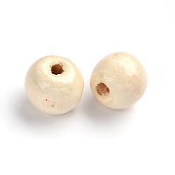 Beige Des perles en bois naturel, perles d'espacement en bois rondes en vrac pour la fabrication artisanale, sans plomb, beige, 8mm, Trou: 2~3mm, environ6000 pcs / 1000 g