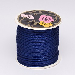 Marine Blue Nylon Thread, Rattail Satin Cord, Marine Blue, 1.5mm, about 114.82 yards(105m)/roll