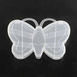 Clair Récipients de stockage de perles en matière plastique, 13 compartiments, papillon, clair, 14.7x18.5x2.5 cm