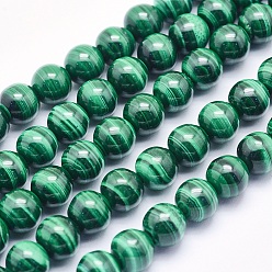 Malachite Malachite naturelles brins de perles, ronde, 6mm, Trou: 1mm, Environ 67 pcs/chapelet, 15.7 pouce (40 cm)