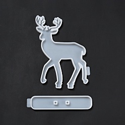 White Christmas DIY Reindeer Display Silicone Molds, Resin Casting Molds, For UV Resin, Epoxy Resin Craft Making, White, 142~165x30~116x9mm, Inner Diameter: 131~155X26~103mm, 2pcs/set