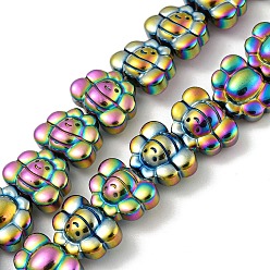 Plaqué Arc-En-Ciel Brins de perles d'hématite non magnétiques synthétiques galvanisées, papillon, arc-en-ciel plaqué, 9.2~9.3x12.2~12.4x6~6.1mm, Trou: 0.9mm, Environ 43 pcs/chapelet, 15.35'' (39 cm)